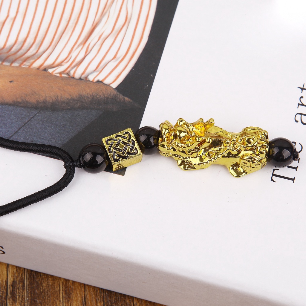 Vòng cổ Hạt Đá Obsidian May Mắn Unisex