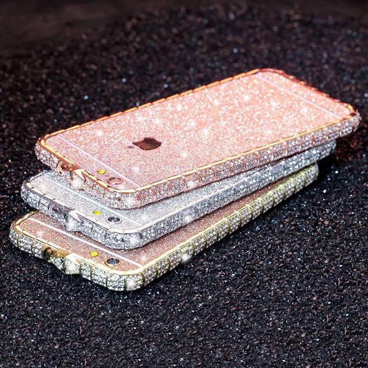 Miếng Dán Kim Tuyến + Ốp Viền Đính Đá Cho Điện Thoại Iphone 6 Plus + 6s Plus