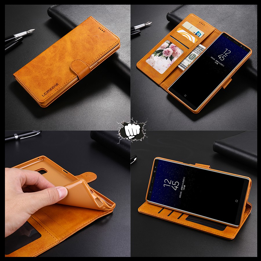 ốp Samsung Note 8 Bao da bò nắp lật thời tran