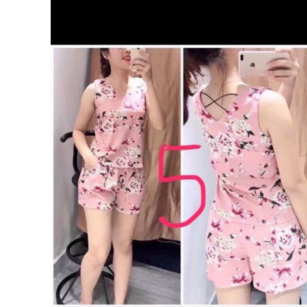 Bộ Đùi Hoa : Áo Sát - Quần Đùi