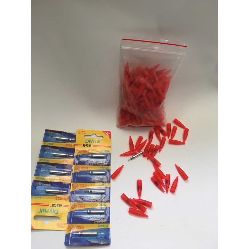 10 chiếc Bóng Đèn LEDkèm pin-  Bóng LED dùng pin CR425 Dùng Cho Câu Lục