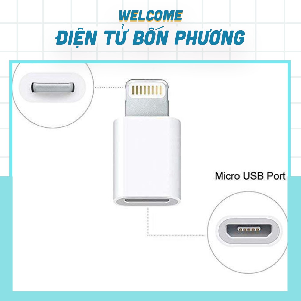 Cổng Chuyển MicroUSB Sang Lightning cho iPhone X/8/7/6 iPad Air Mini iPod