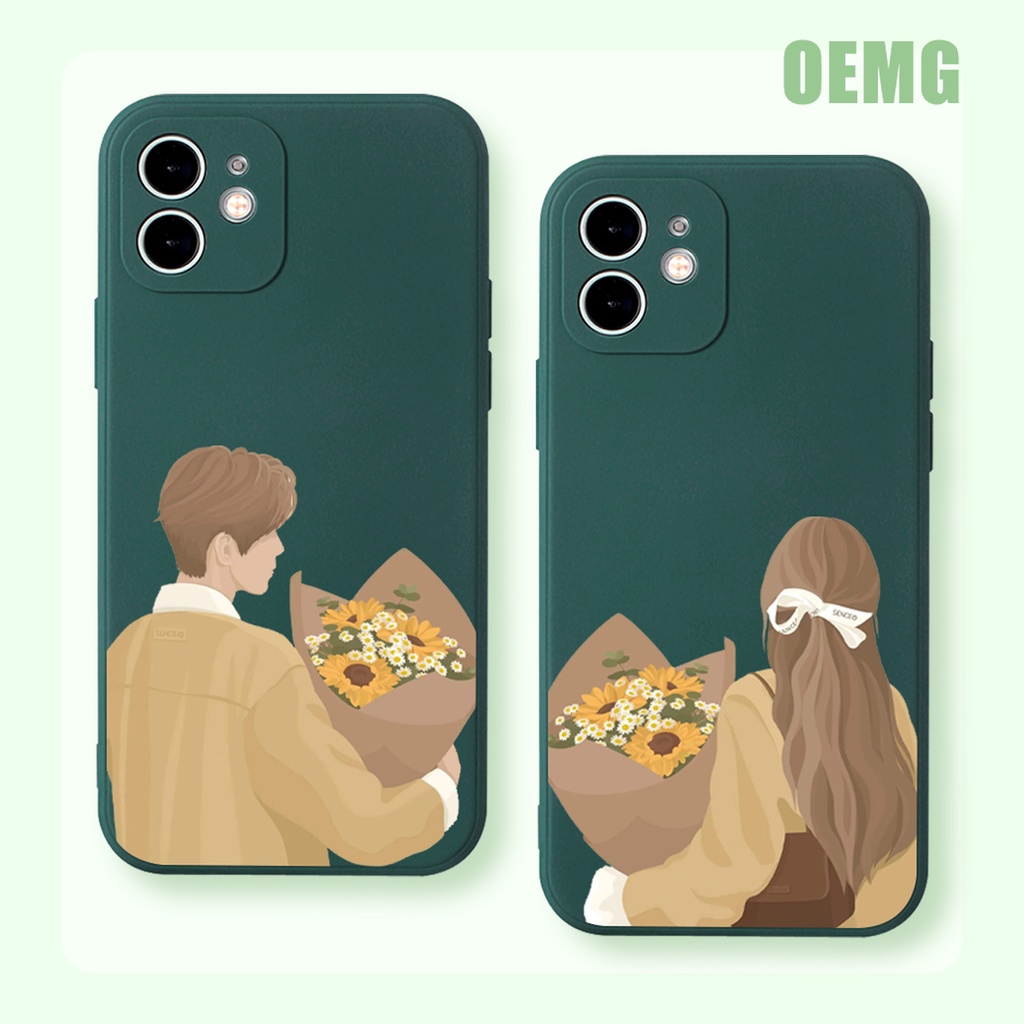 Ốp điện thoại viền vuông cặp đôi dễ thương Thời trang cho for iPhone 11 12 13 Pro Max SE 2020 ip 8 7 6 6S Plus X XR XS ZJ598