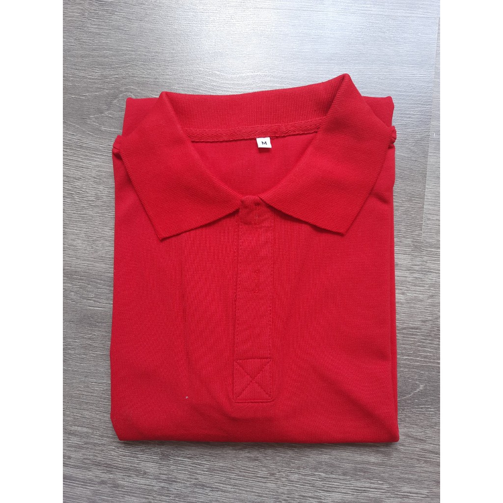 Áo thun Polo ngắn tay có cổ màu Đỏ tươi (S,M,L,XL,XXL) thun cá sấu 100% cotton đẹp lung linh giá sỉ