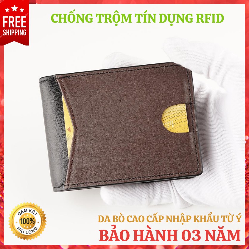 Ví da nam da bò cao cấp nhập khẩu từ Ý, chất da chống trầy, chống nước và chịu nhiệt tốt, công nghệ chống trộm RFID mới | BigBuy360 - bigbuy360.vn