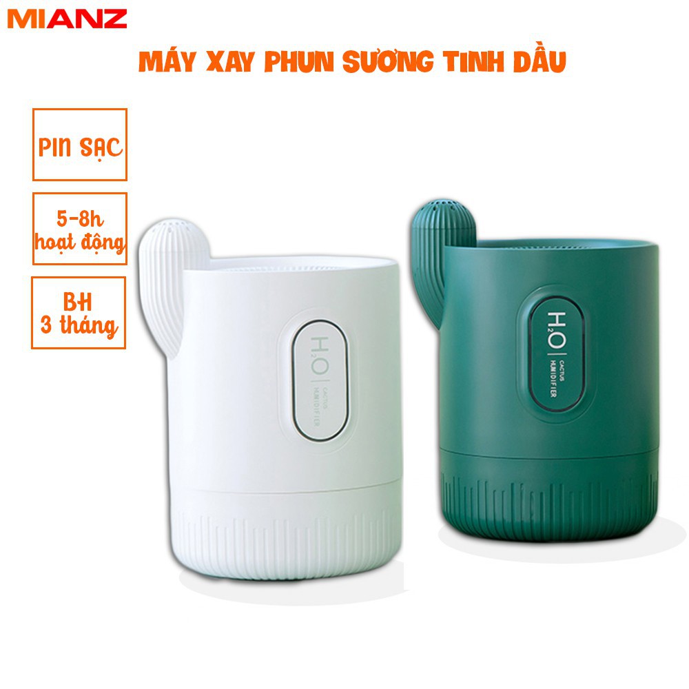 Máy xông tinh dầu khuếch tán hương thơm PIN SẠC – Máy phun sương tạo ẩm - BH 3 tháng - Mianz Beauty