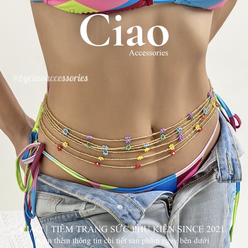 [HOẢ TỐC 1H] Vòng bụng/ Vòng eo thiết kế hạt cườm đính hoa xinh xắn trendy mã 09 Ciao accessories