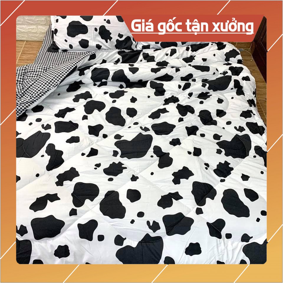 NEW Bộ Ga Giường Chần Bông ĐỐM ĐEN TRẮNG M6*2M-M8*2M((1 Chăn Phao, 1 Ga, 2 Vỏ Gối Đầu, 1 Vỏ Gối Ôm)...