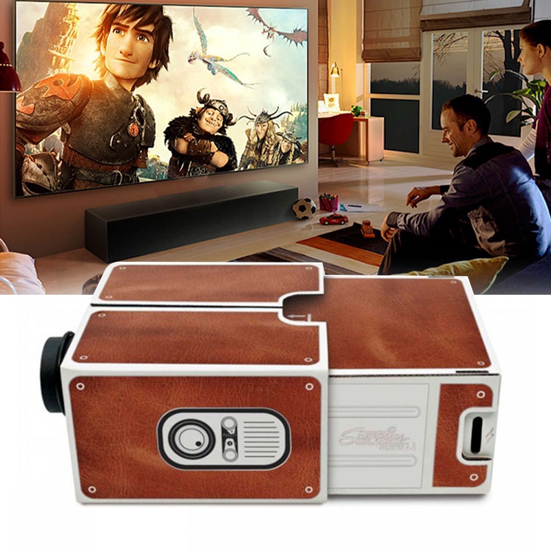 ✪Projector✪ Portable DIY Mini Cardboard Smartphone Projector 2.0 Mobile Phone Projector COD