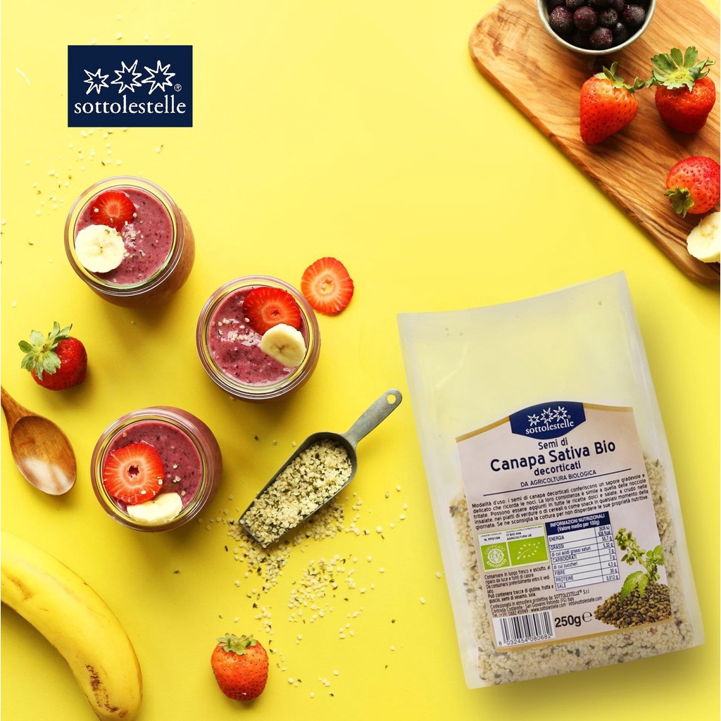 Hạt gai dầu hữu cơ đã tách vỏ Sottolestelle – Semi di Canapa decorticati 250g