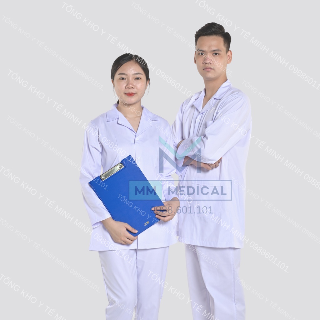 Set quần áo CỘC TAY nam nữ quần áo y tế, áo blouse dáng ngắn chùm mông cho y tá, điều dưỡng, dược sĩ, kĩ thuật viên