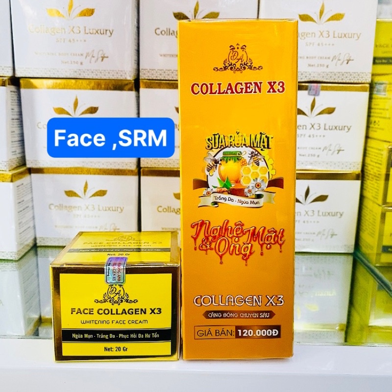 Combo kem Face, sữa rữa mặt Collagen X3 công ty mỹ phẩm Đông Anh chính hãng