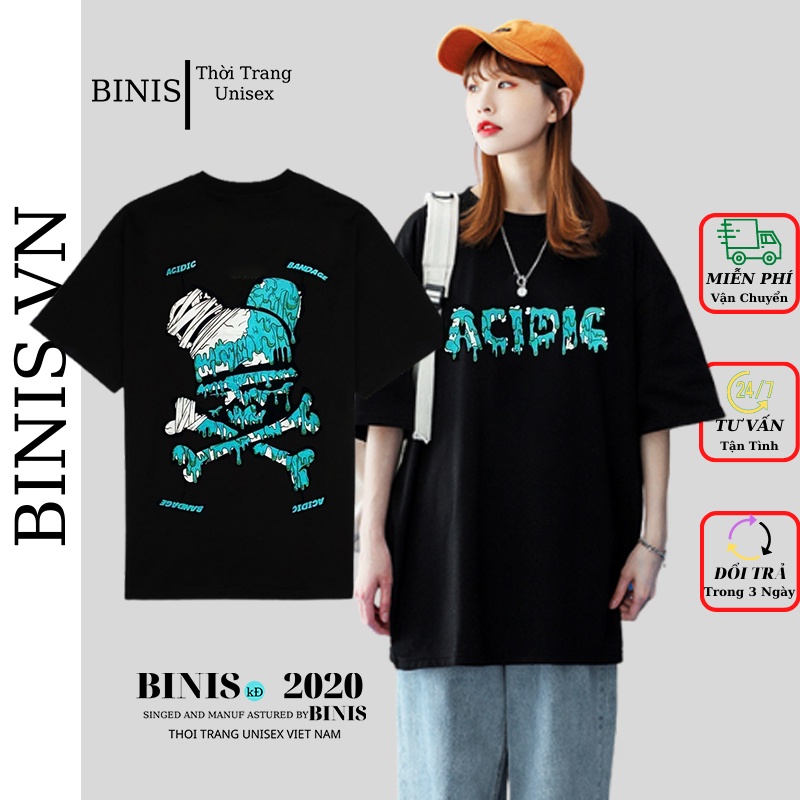 Áo Thun Tay Lỡ  Unisex Form Rộng Nam Nữ Chất Vải Cotton Áo Phông Tay Lỡ Cổ Tròn Phong Cách Ulzzang BINIS