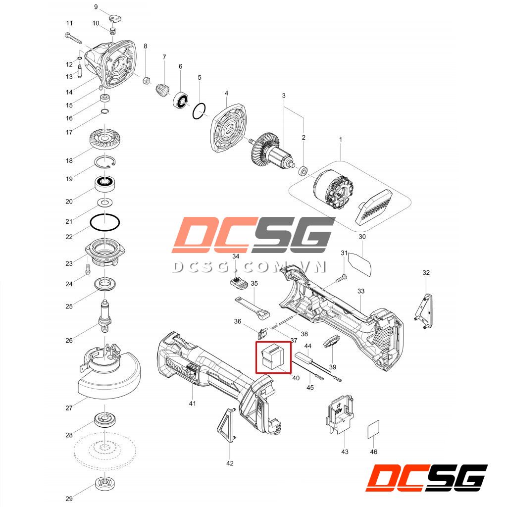 Công tắc DGA402/ DGA404/DGA406/ DGD800 Makita 650579-7 | DCSG
