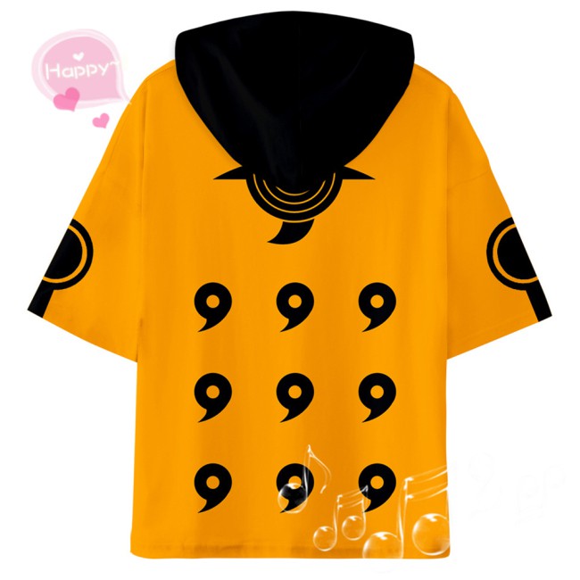 Áo Hoodie Unisex Tay Ngắn In Hình Naruto 3d Thời Trang