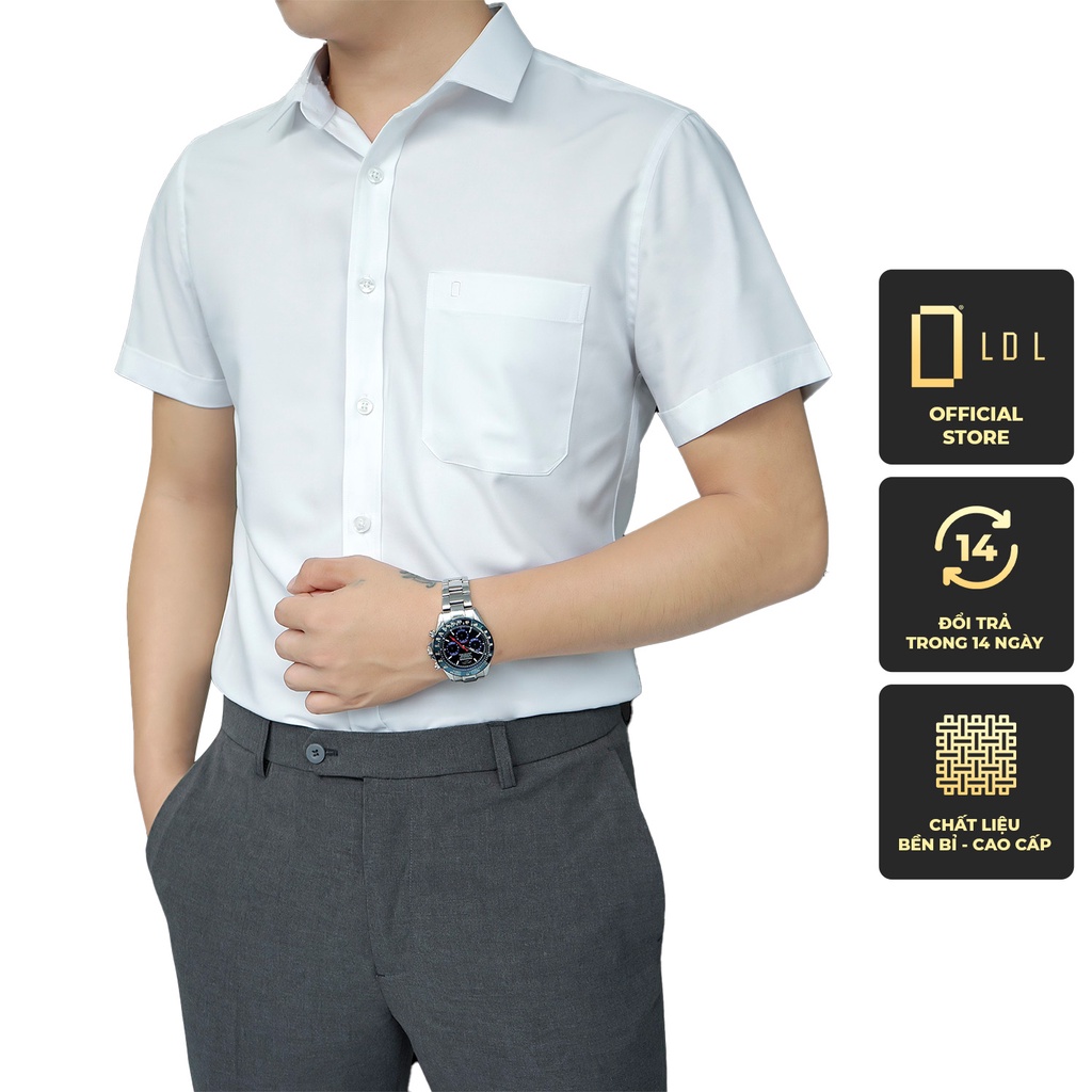 Áo Sơ Mi Nam Cộc Tay Trơn -Công Sở Kiểu Hàn Quốc Chất Liệu Bamboo Sợi Tre, Thâm Hút Mồ Hôi , Hạn Chế Nhăn Nhàu LDL