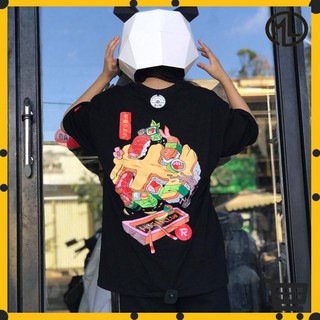 Áo thun in hình Highclub susi đen và trắng form rộng tay lỡ unisex nam nữ