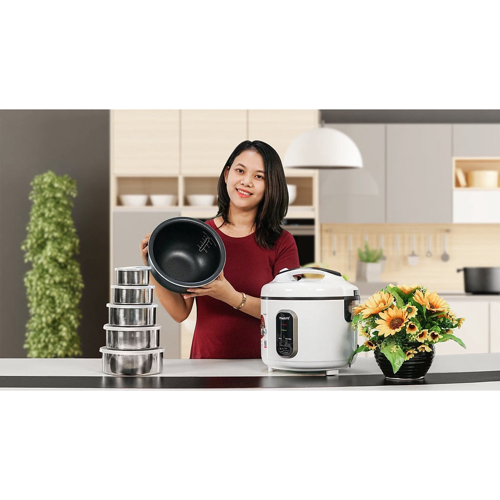 Nồi cơm điện lòng niêu Masuto GS-30P 1,8L nấu ngon vị truyền thống có thể nấu cơm cháy - Hàng chính hãng - BH 1 năm