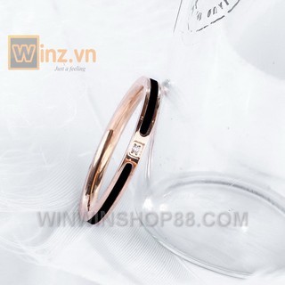 💍💍 Nhẫn cặp Titan đính đá N259 (màu đen, viền đồng) 💍💍- Winz.vn