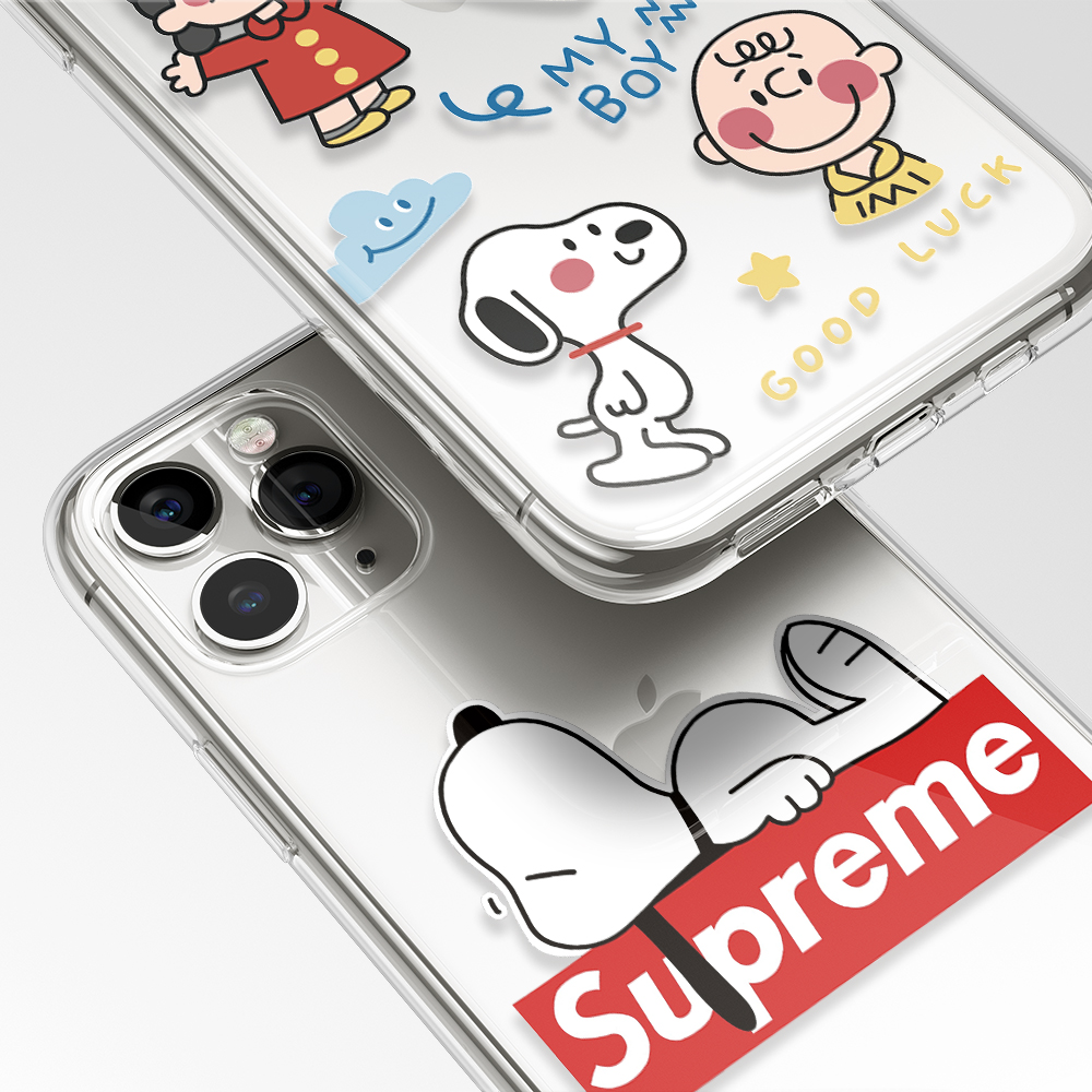 iPhone 12 PRO MAX iPhone 11 pro max iPhone x xr xs max iPhone 8 plus 7 plus SE2020 6 6s Plus Snoopy Spike Charlie Brown Casing Phone Case Transparent Soft TPU Cover