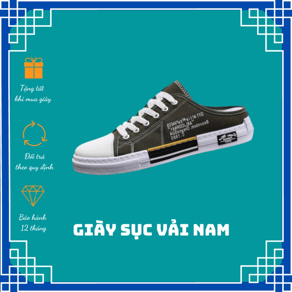 Giày sục vải nam vải cao cấp mùa hè thoáng mát giày thể thao cắt góc PT13