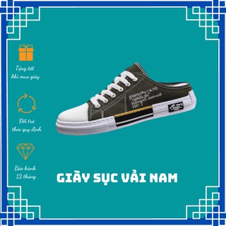 Giày sục vải nam vải cao cấp mùa hè thoáng mát giày thể thao cắt góc PT13