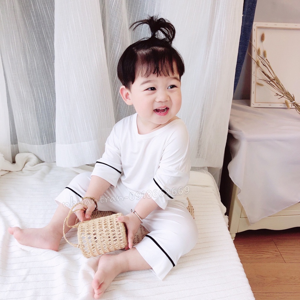 Bộ lạnh tay viền, bộ cộc bé trai bé gái size 5 -20 kg
