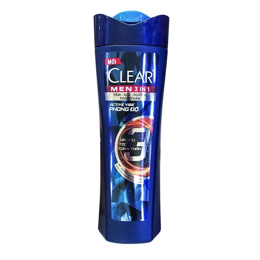 Dầu tắm gội clear men 3 trong 1 active vibe phong độ 340gr