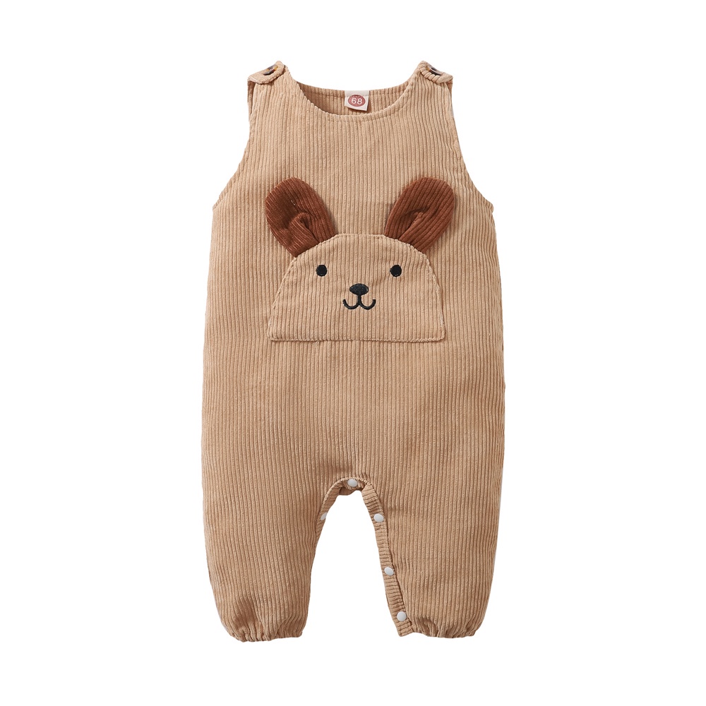 Áo liền quần MIKRDOO sát nách có hàng nút cài thiết kế gấu hoạt hình đáng yêu dành cho bé trai sơ sinh