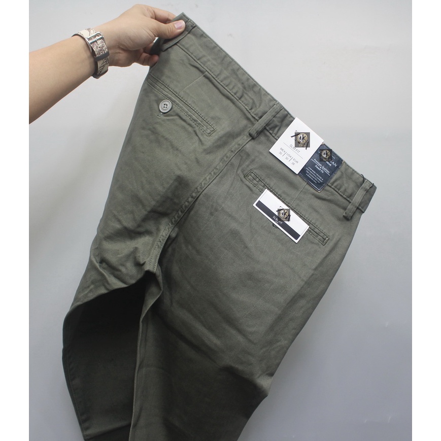 Quần Kaki Nam Cao Cấp Xanh Rêu, Quần Kaki Túi chéo Chất Vải Co Giãn Thoải Mái, DOKI KC-04