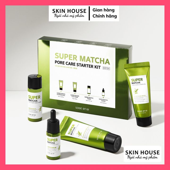 Bộ Kit Some By Mi Thu Nhỏ Lỗ Chân Lông, Giảm Dầu Nhờn 4 Món Super Matcha Pore Care Starter Kit