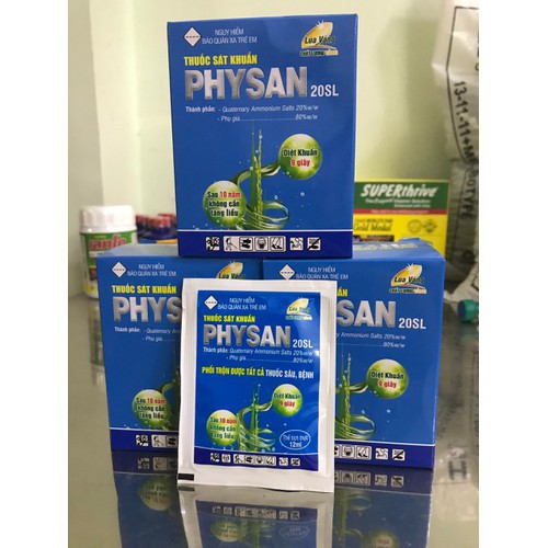 Hộp 10 gói dung dịch sát khuẩn trừ các loại nấm bệnh cây trồng Physan 20 SL ( gói 12ml)