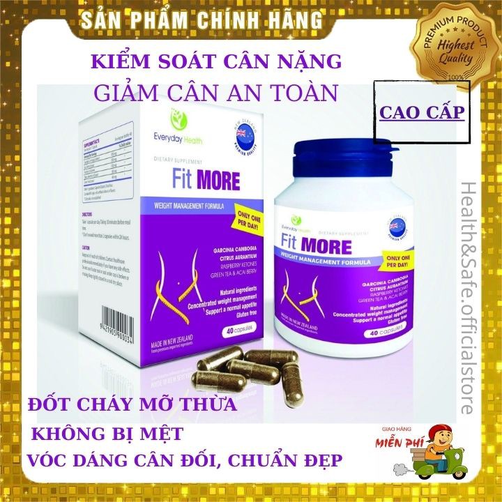 Viên uống giảm cân FIT MORE, tăng cường chuyển hóa chất béo, ức chế cảm giác thèm ăn, KHÔNG BỊ MỆT ( 40 v)