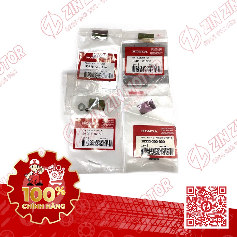 Bộ Bi Phe Cài Chốt Lò Xo Gác Chân Sau Vario 160 K2S , Vario 150 K59J , Vario 125 K60R , Click 160 2022 , BeAT Chính Hãng