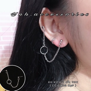 Khuyên tai xích 2 lỗ cá tính/ hàng có sẵn