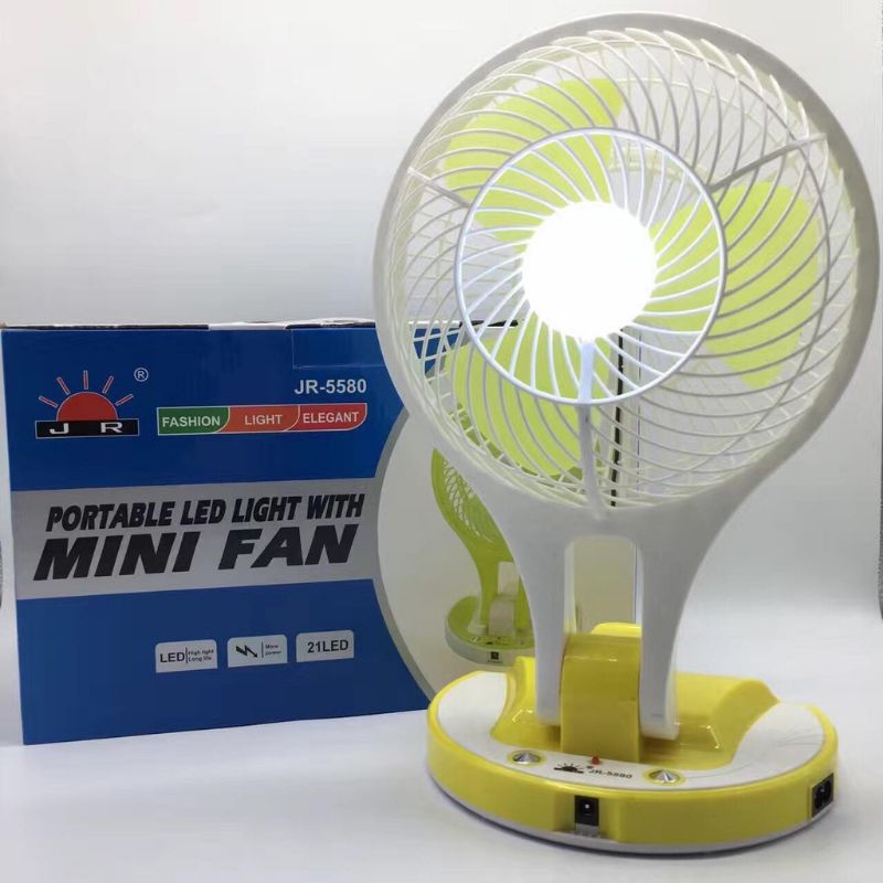 Quạt sạc tích điện 2 pin sạc rời tiện dụng kèm đèn Led và Cổng sạc USB