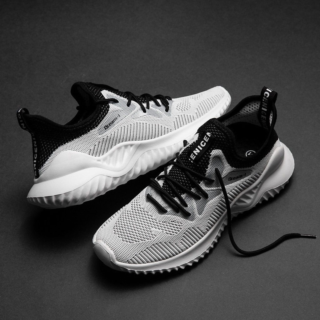 Giày Thể Thao Nam Vải Thoáng Khí Màu Ghi Sáng