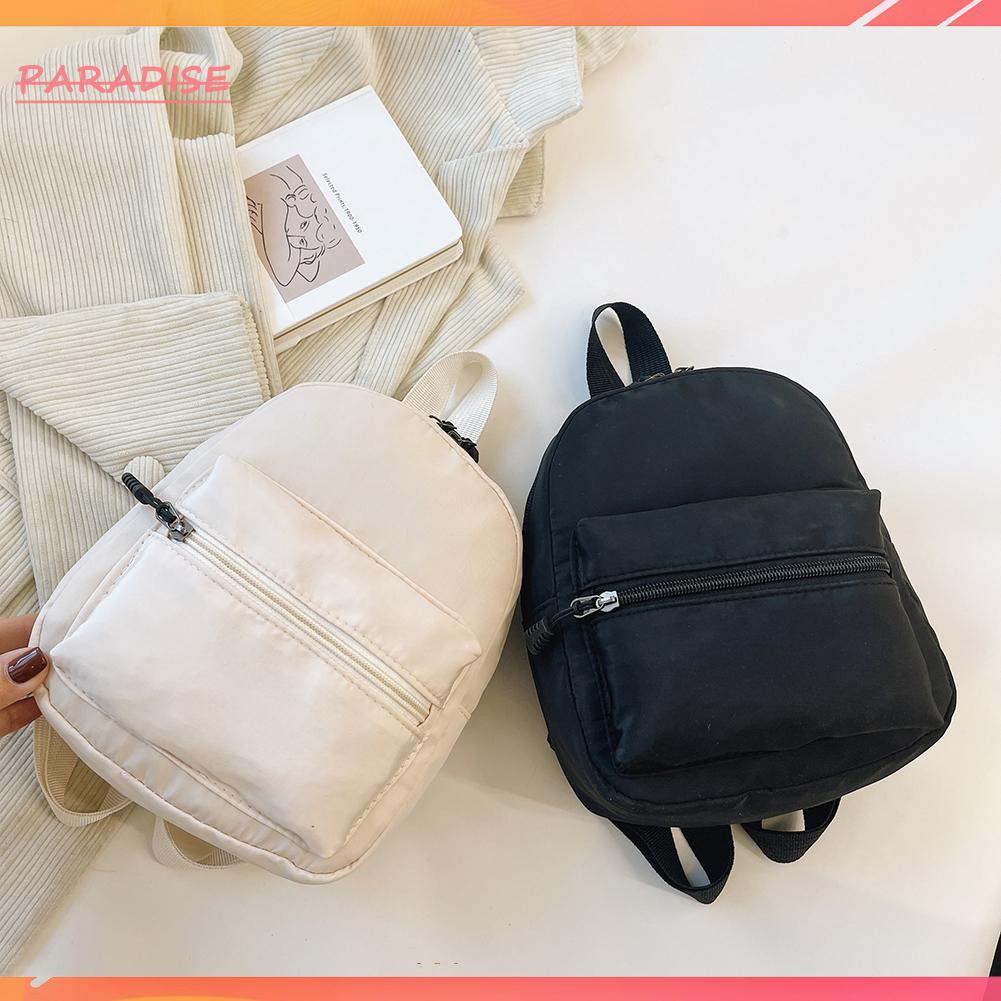 Ba Lô Mini Vải Nylon Màu Trơn Thời Trang Cho Nữ