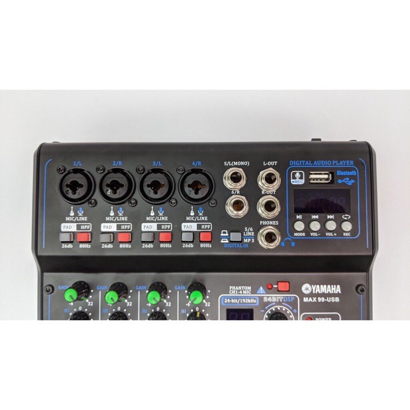 MIXER YAMAHA MAX 99 LIVESTREAM 16 HIỆU ỨNG ÂM THANH CÓ MÀN HÌNH LED HIỂN THỊ