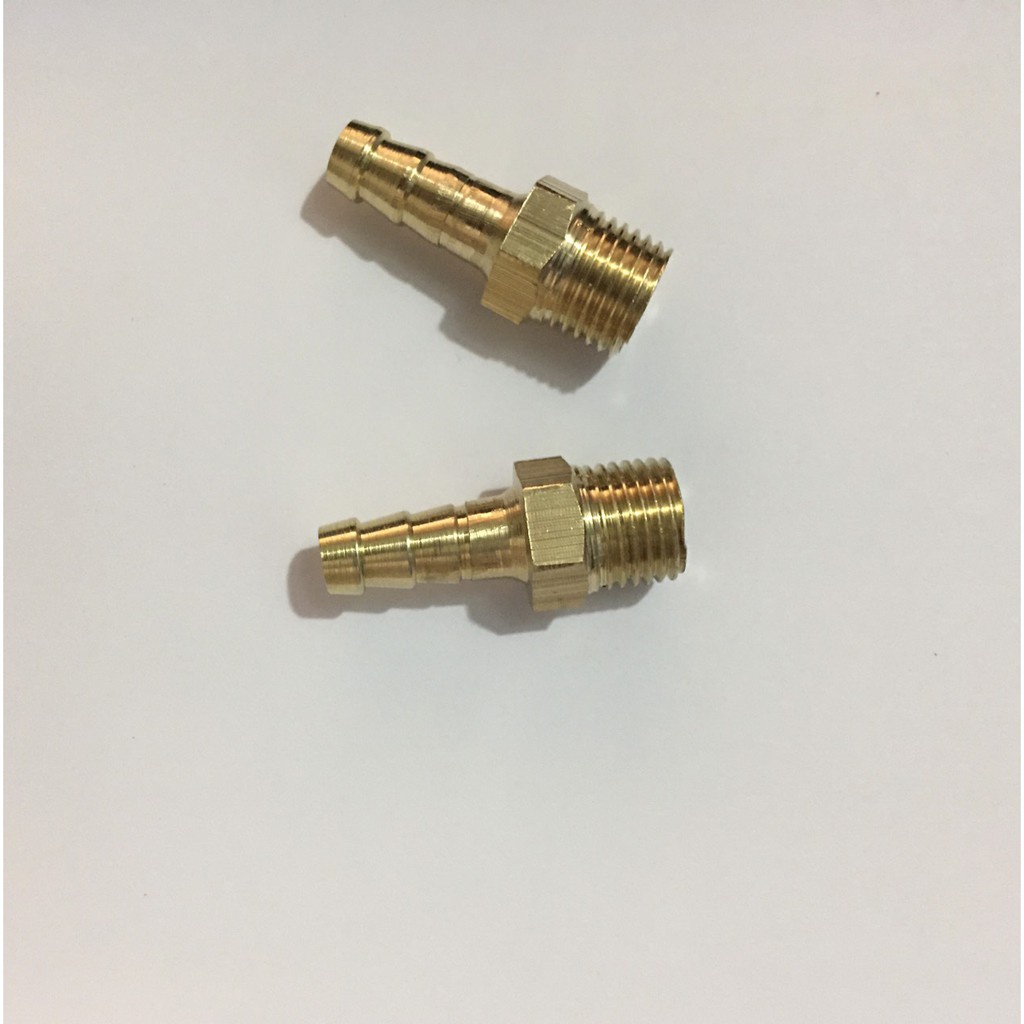 Nối co đuôi chuột ren ngoài 13, ra nối ống 8-10mm chất liệu đồng thau giá rẻ