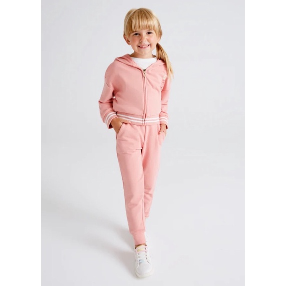 Bộ Nỉ Kéo Khoá Hoodie Bé Gái In Mèo MOR