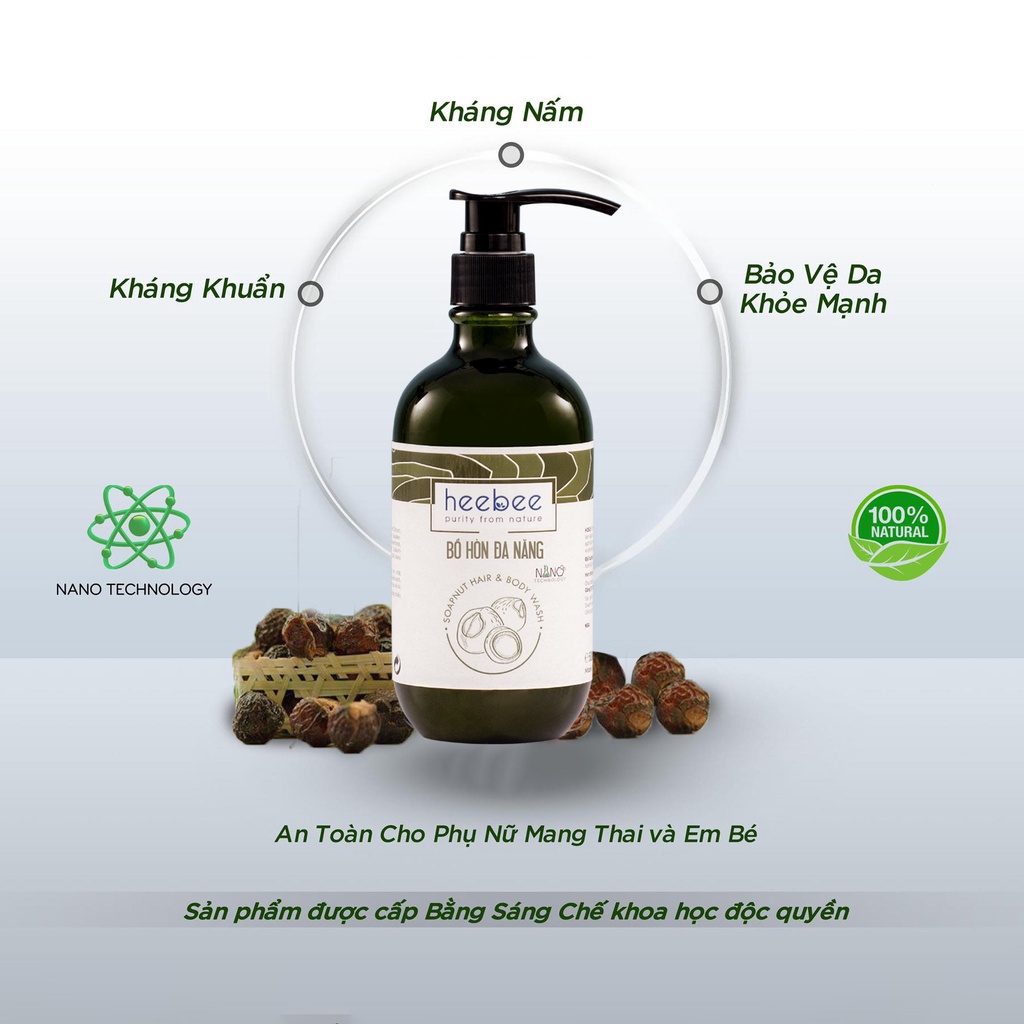 Bồ Hòn Đa Năng Tiện Dụng Heebee Giúp Làm Sách Tóc Và Cơ Thể An Toàn Từ Thiên Nhiên Dung Tích 500ml & 1000ml