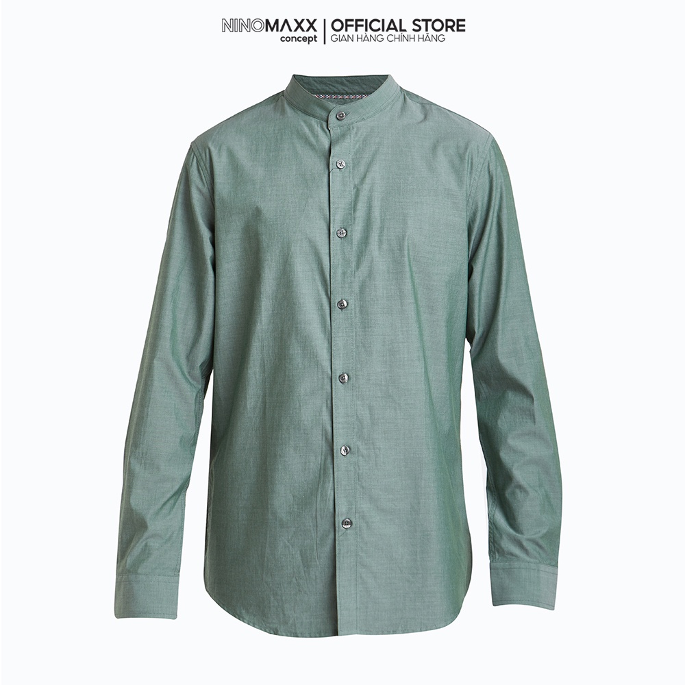 N&amp;M Áo sơ mi thời trang Nam tay dài chất liệu cotton và linen 1908086