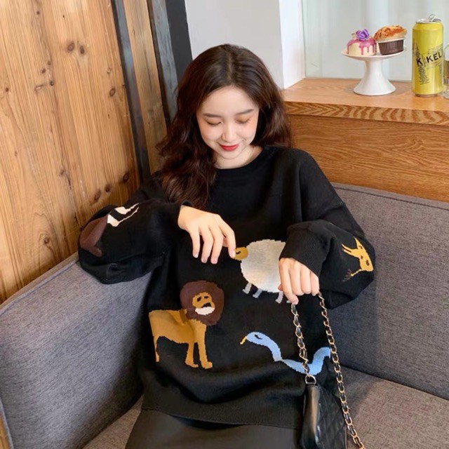 [ ORDER ] Áo len form rộng tay dài ulzzang / áo len sweater hoạ tiết thu đông