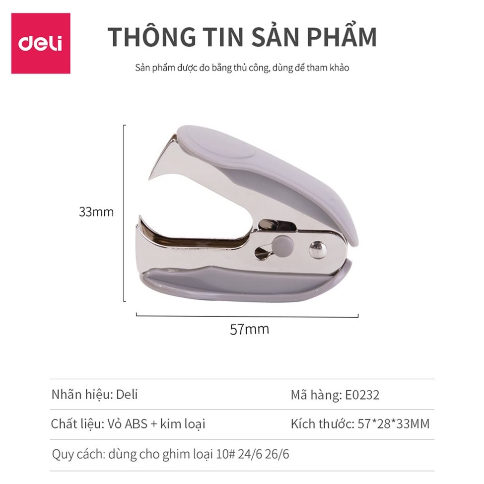 Nhổ - gỡ ghim size 10 Deli 24/6 26/6 - E0232 - tay cầm chắc chắn, chống ăn mòn, bền lâu, chính hãng - vpp Diệp Lạc sỉ/lẻ