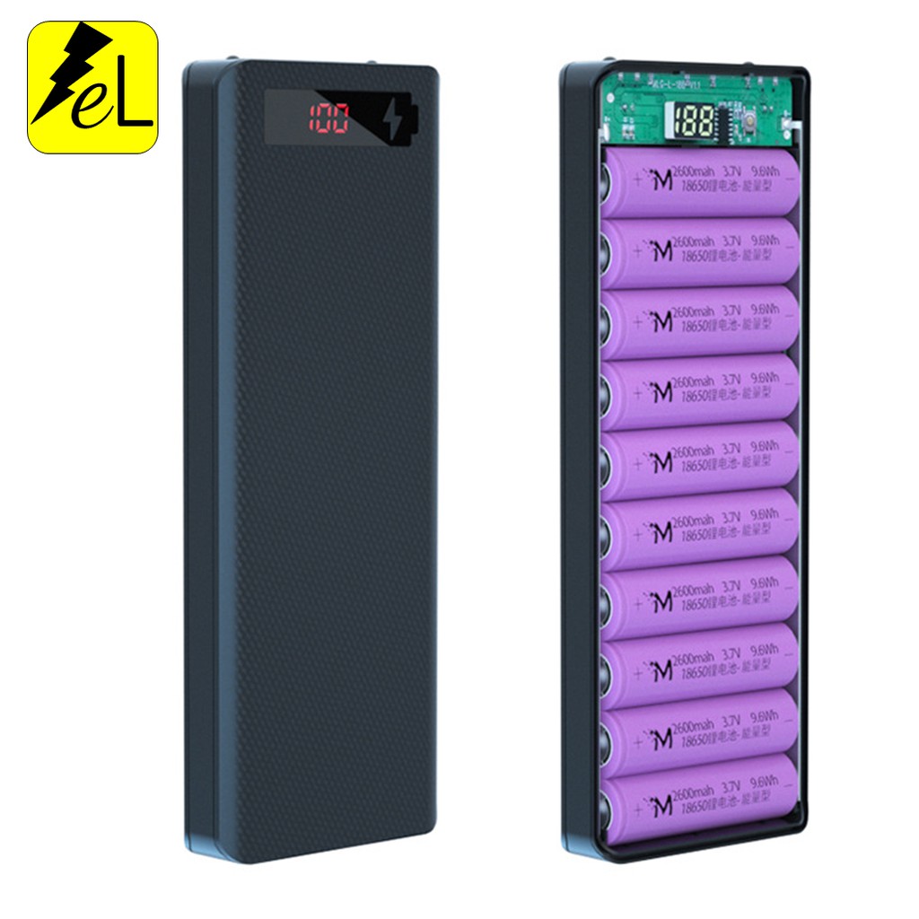Box sạc dự phòng 10 cell 18650 ✅Bảo vệ lắp ngược✅ Box sạc chất lượng cao màn hình Led