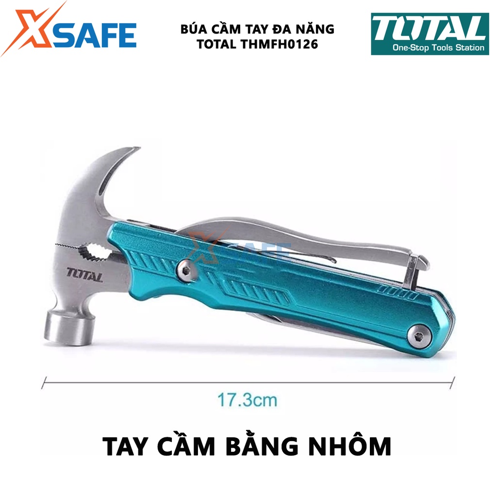 Búa đa năng cầm tay TOTAL THMFH0126 Búa đóng nhổ đinh, kẹp, cắt, bấm khóa cứng, thép Cr-V siêu bền cứng, chống rỉ sét