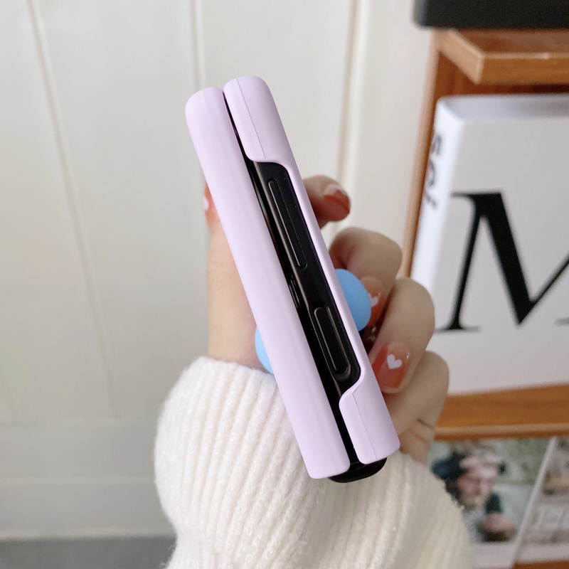 Ốp Điện Thoại Cứng Màu Macaron Hình Trái Tim 3D Chống Rơi Vỡ Cho Samsung Galaxy Z Flip 3