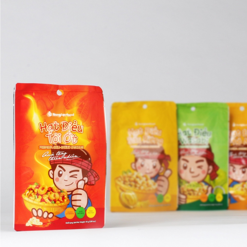 Hạt điều tỏi ớt Nonglamfood 45g | Premium chili-garlic cashews