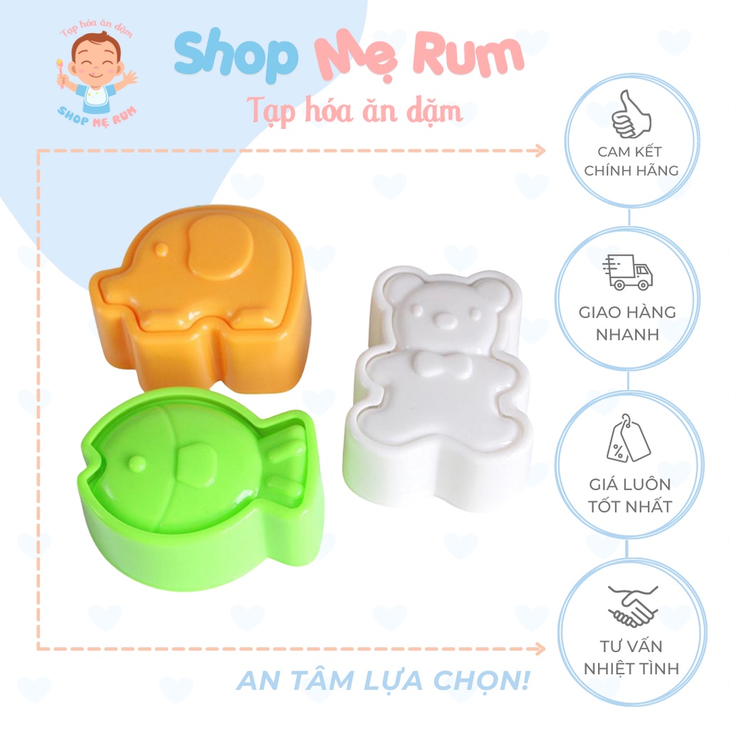 Bộ 03 Khuôn Ép Cơm Cho Bé Ăn Dặm Nhật Bản